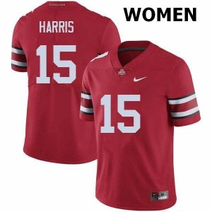 Women's Ohio State Buckeyes #15 Jaylen Harris Red Nike NCAA College Football Jersey Season YPR7744FY